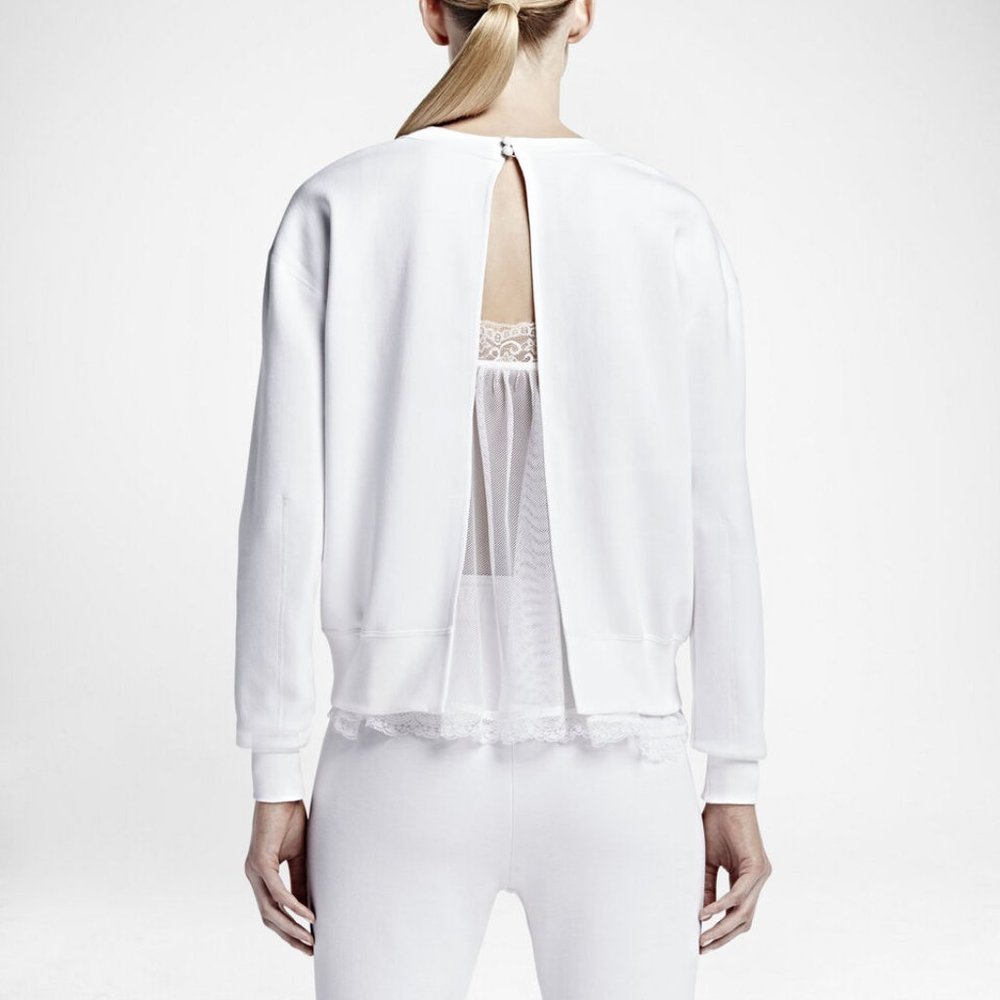 Nike x Sacai Women's Sportswear White Sweatshirt Lace size S